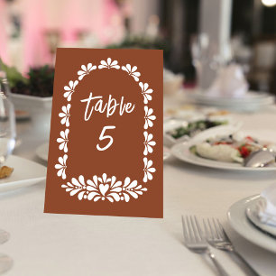 Mexican fiestaparty terracotta talavera table number