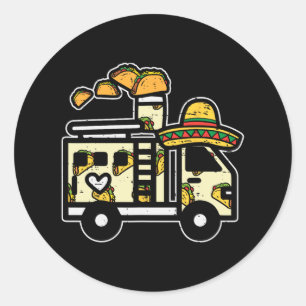 Mexican Fire Truck Sombrero Taco Cinco De Mayo Kid Classic Round Sticker