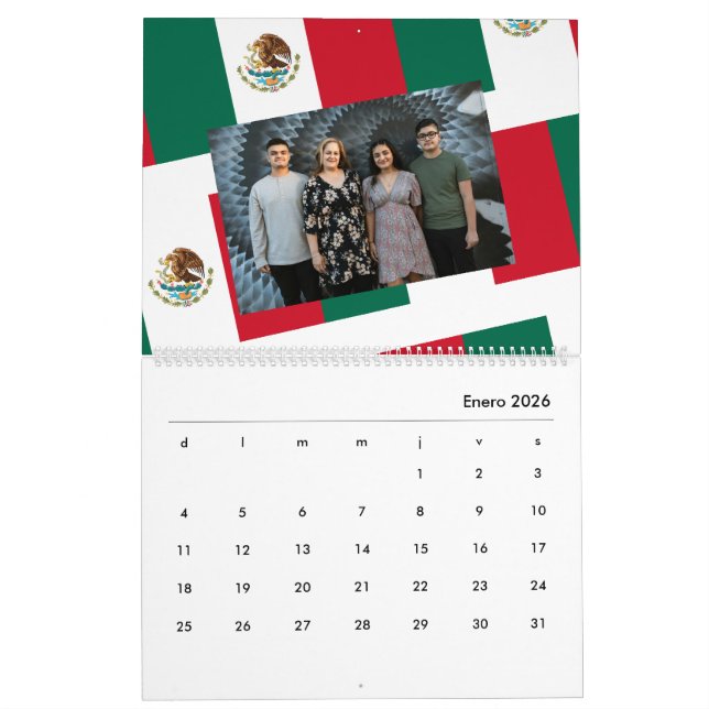 Mexican Flag Add Your Photo 2026 Calendar (Jan 2026)