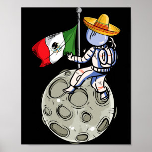 Mexican Flag Astronaut Dia De Los Muertos Cool Day Poster