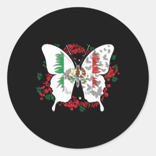 Mexican Flag Butterfly Mexican Classic Round Sticker