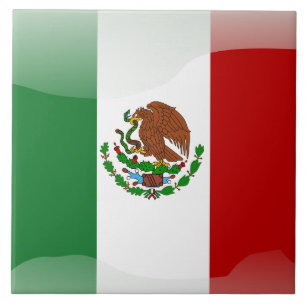 Mexican flag ceramic tile