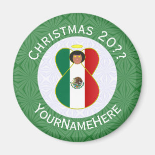 Mexican Flag Christmas Angel Personalised Magnet