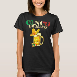 Mexican Flag Cinco De Mayo With A Beer And Maracas T-Shirt