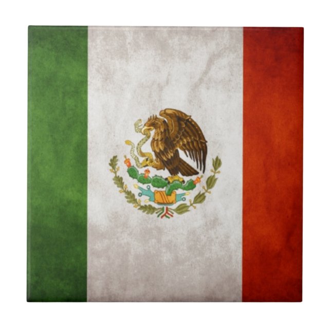 Mexican Flag Designs Ceramic Tile (Front)