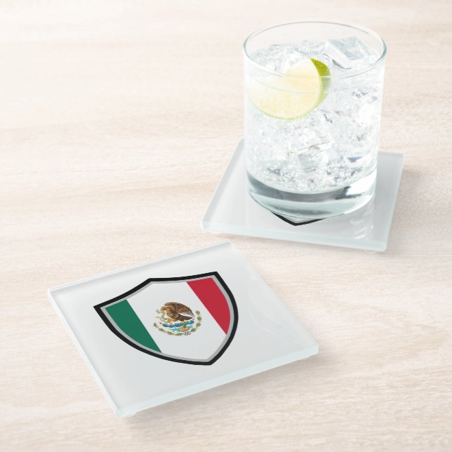 Mexican flag glass coaster (Angled)