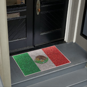 Mexican Flag Glitter Mexico Latinx Welcome Home Doormat