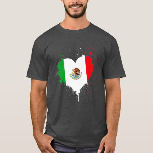 Mexican Flag Heart Viva Mexico  T-Shirt