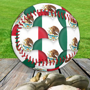 Mexican Flag, Hearts - Baseballs, Love Mexico Baseball