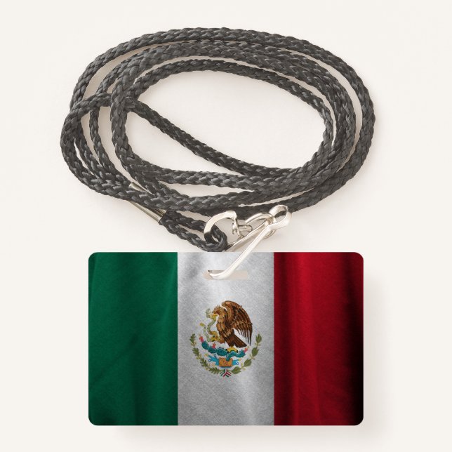 Mexican Flag ID Badge (Front with Lanyard)