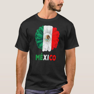 Mexican Flag Idea De Mexico Para Mujeres & Dahlia  T-Shirt