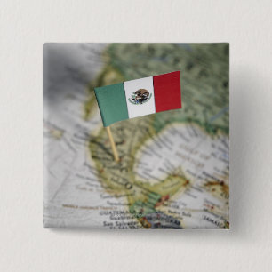 Mexican flag in map 15 cm square badge