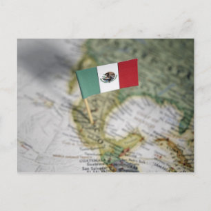Mexican flag in map postcard