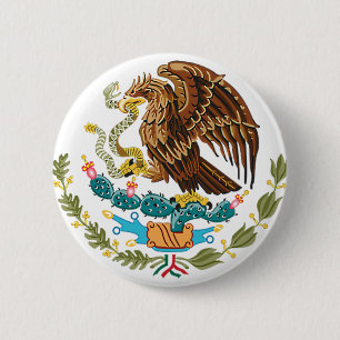 MEXICAN FLAG - MEXICO STYLE - COAT OF ARMS 6 CM ROUND BADGE