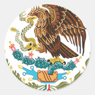 MEXICAN FLAG - MEXICO STYLE - COAT OF ARMS CLASSIC ROUND STICKER