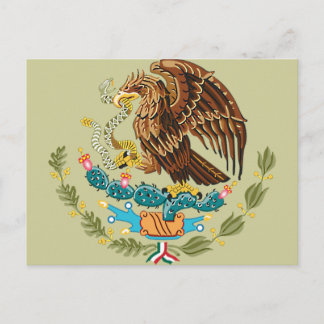 MEXICAN FLAG - MEXICO STYLE - COAT OF ARMS POSTCARD