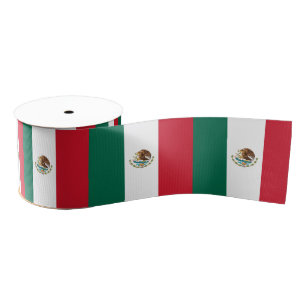 Mexican Flag & Mexico travel, holiday/sports Grosgrain Ribbon