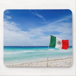Mexican Flag on the Beach Mouse Pad