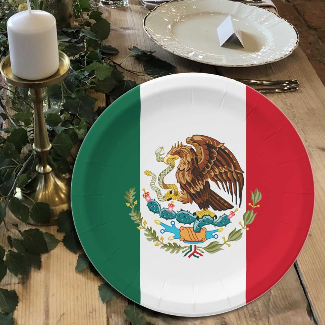 Mexican Flag plates, party, sports, Mexico Paper Plate (Creator Uploaded)