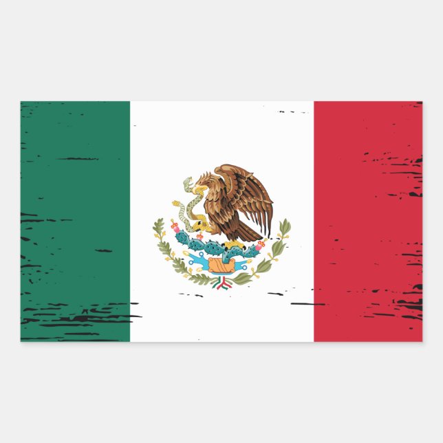 Mexican Flag Rectangular Sticker (Front)