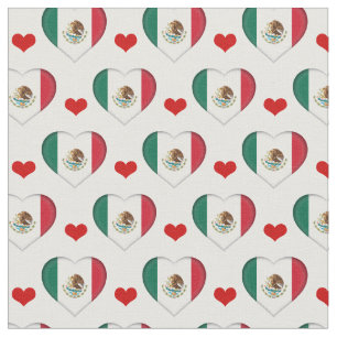 Mexican Flag & Red Heart fashion Fabric /Mexico