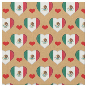 Mexican Flag & Red Heart fashion Fabric /Mexico