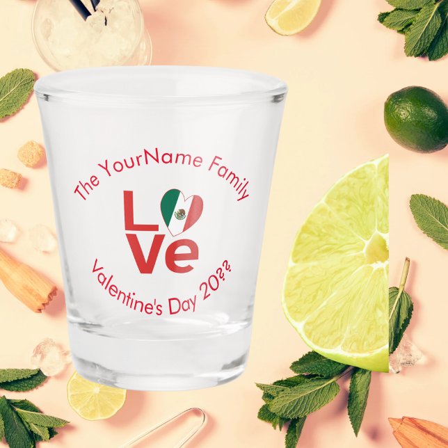 Mexican Flag Red LOVE Shot Glass (Creator Uploaded)