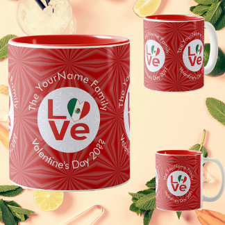 Mexican Flag Red LOVE Two-Tone Coffee Mug