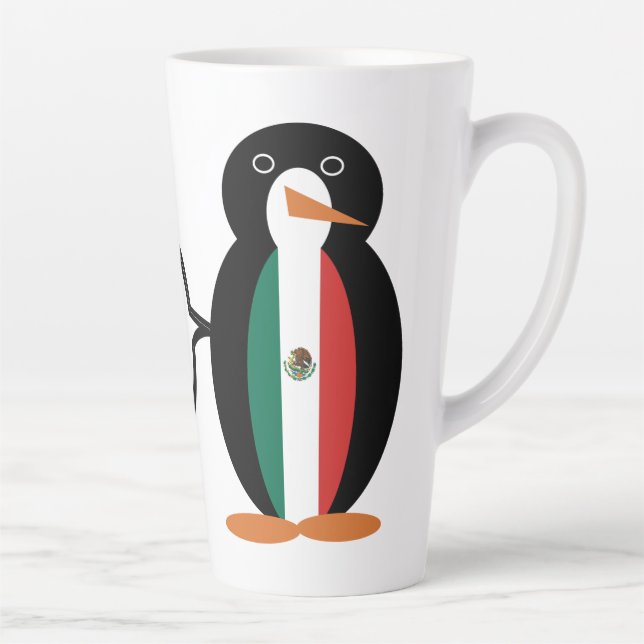 Mexican Flag Talking  Ms. Penguin Large Latte Mug (Right)