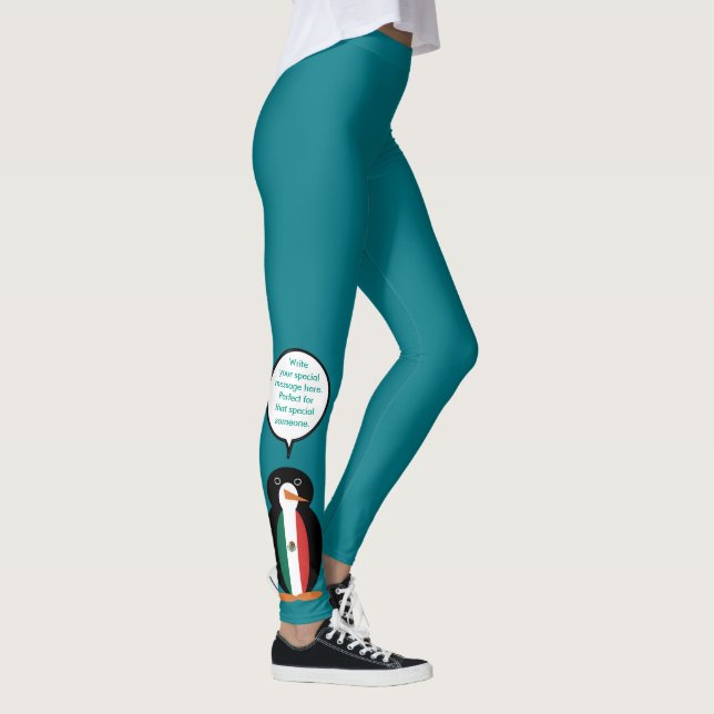 Mexican Flag Talking Ms. Penguin Leggings (Right)