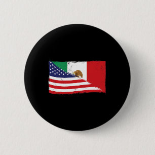 Mexican Flag Usa American Flag Proud Mexico Roots 6 Cm Round Badge