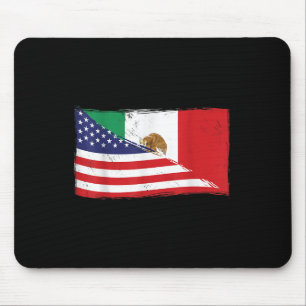 Mexican Flag Usa American Flag Proud Mexico Roots Mouse Pad