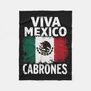 Mexican Flag Viva Mexico Cabrones Fleece Blanket