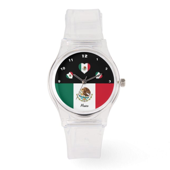 Mexican Flag watch, Hearts, Mexico /sports Watch (Front)