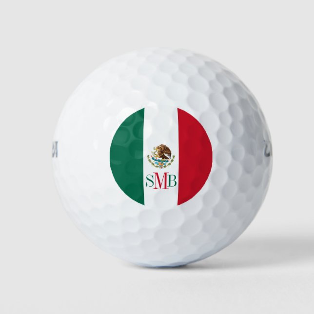 Mexican flag with custom monogram golf balls (Front)