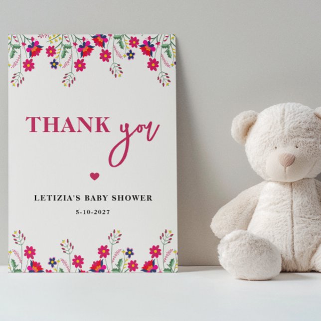 Mexican Floral Baby in Bloom Baby Shower Thank You Card (Creator Uploaded)