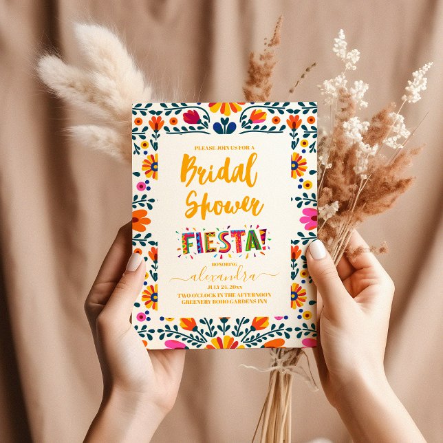 Mexican Floral Bridal Shower Fiesta Flowers Invitation (Creator Uploaded)