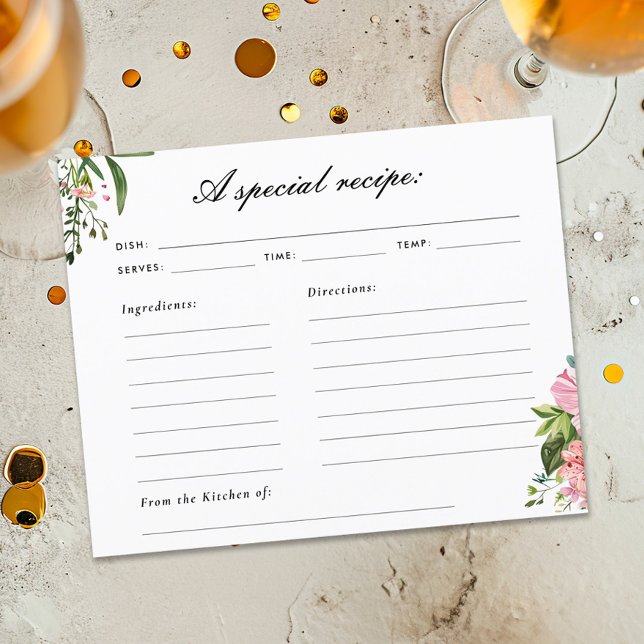 Mexican Floral Bridal Shower Recipe Card (Creator Uploaded)