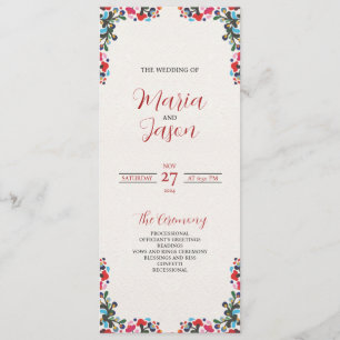 Mexican Floral Colorful Botanical Flowers Wedding Program