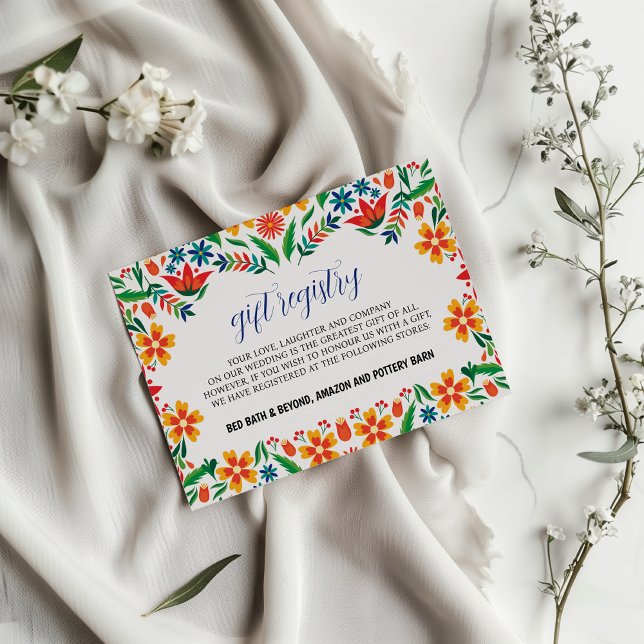 Mexican Floral Colourful Botanical Flowers Wedding Enclosure Card (Mexican Floral Colorful Botanical Flowers Wedding Enclosure Card)