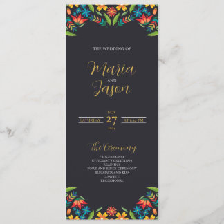 Mexican Floral Colourful Botanical Flowers Wedding Program