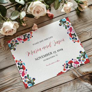 Mexican Floral Colourful Botanical Flowers Wedding Save The Date