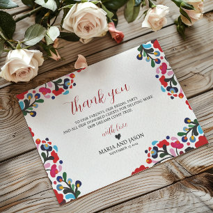 Mexican Floral Colourful Botanical Flowers Wedding Thank You Card