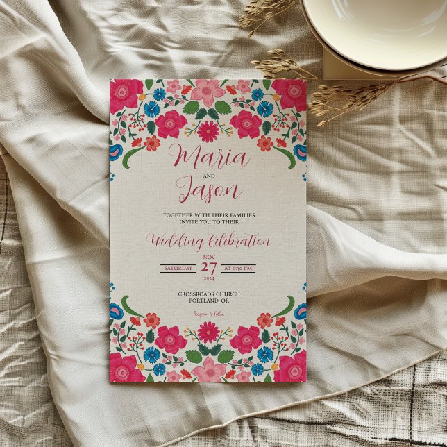 Mexican Floral Colourful Elegant Boda Wedding Invitation (Mexican Floral Colorful Elegant Boda Wedding Invitation)