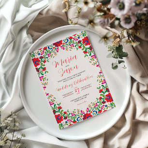 Mexican Floral Elegant Botanical Folkloric Wedding Invitation