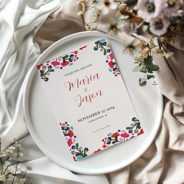 Mexican Floral Elegant Colourful Fiesta Wedding Save The Date (Mexican Floral Elegant Colorful Fiesta Wedding Save The Date)