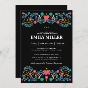 Mexican Floral Embroidery Bridal Shower Invitation