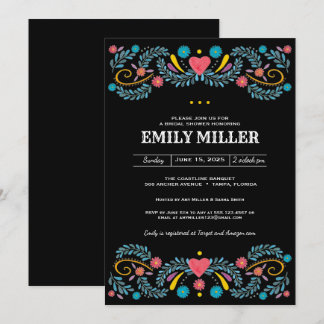 Mexican Floral Embroidery Bridal Shower Invitation