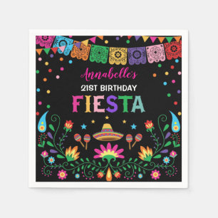 Mexican Floral Fiesta Birthday Party Favors Napkin