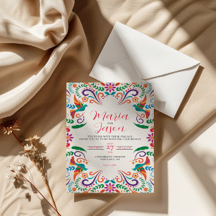 Mexican Floral Fiesta Colorful Boda Wedding Invitation